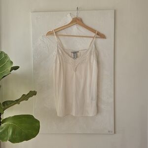 H&M-Cream Lace Trim Cami Top